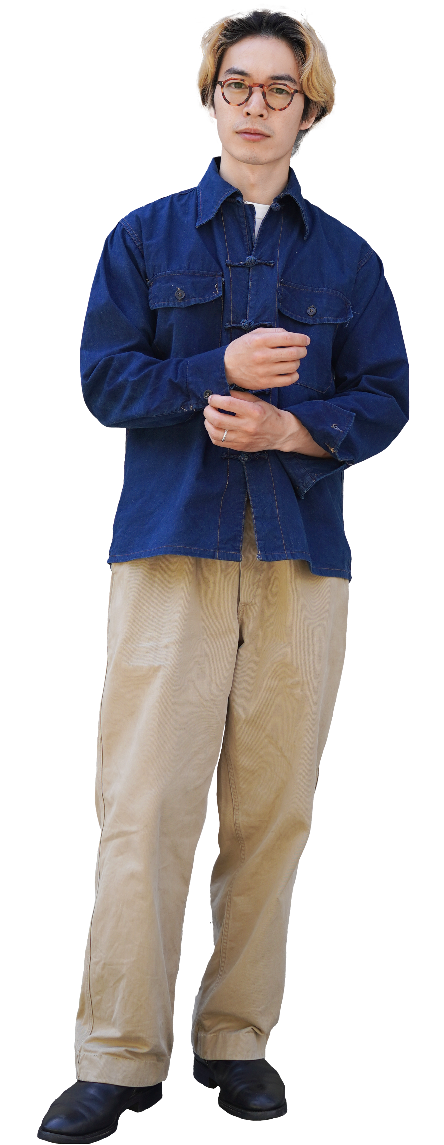 古着屋JAM 古着と眼鏡 コーデ