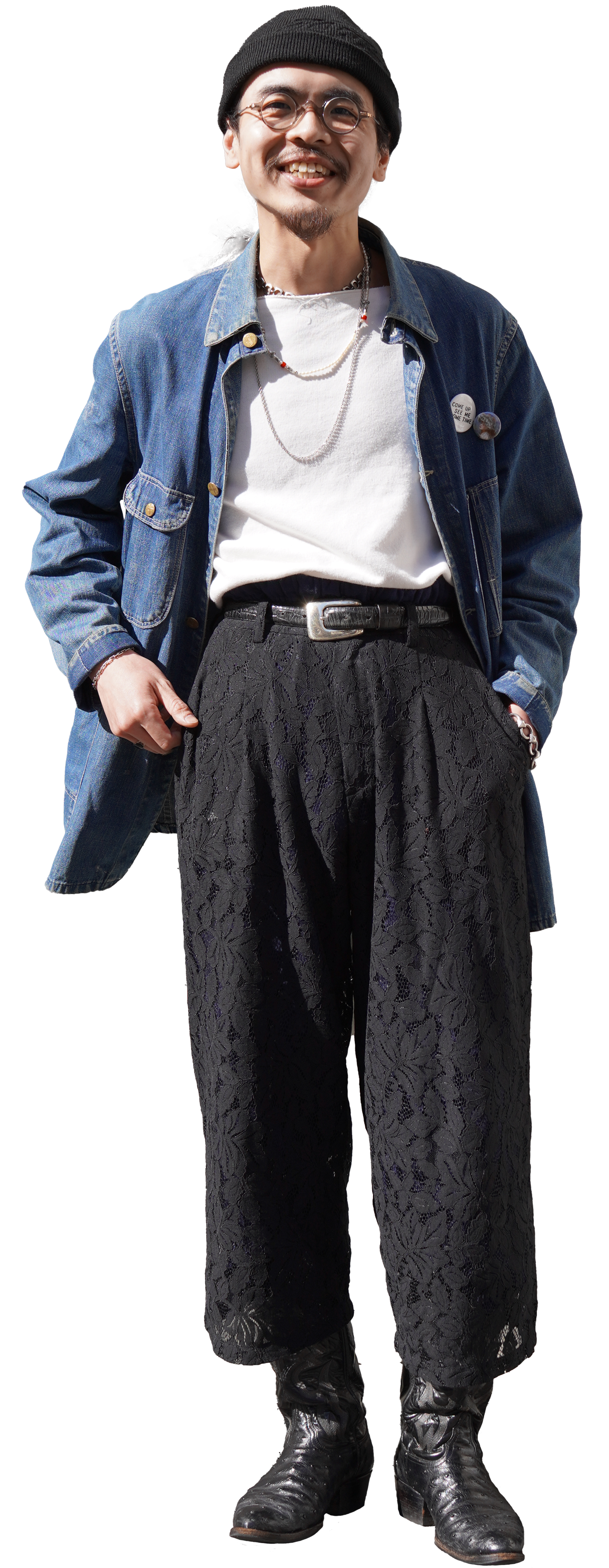 古着屋JAM 古着と眼鏡 コーデ