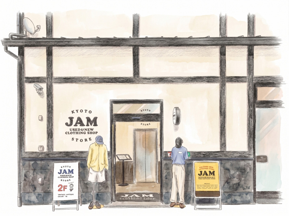 古着屋JAM京都三条店の店舗イラスト