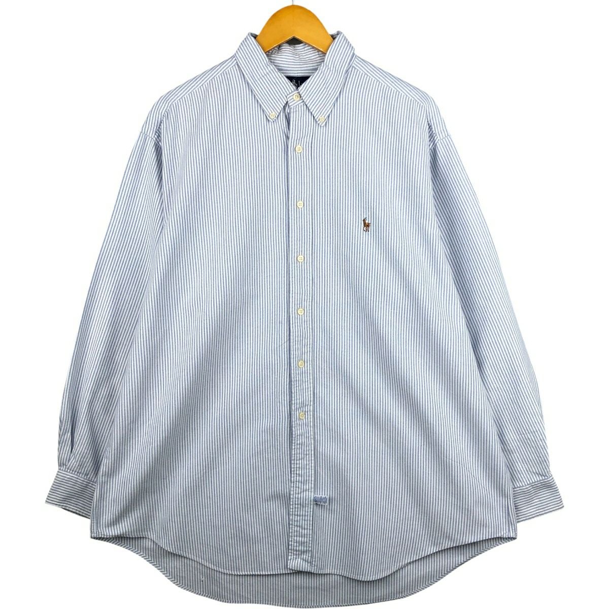 RALPH LAUREN 【M】リネンシャツ ボタンダウン ストライプ 長袖 古着 ラルフローレン Ralph Lauren YARMOUTH 長袖 ボタンダウン