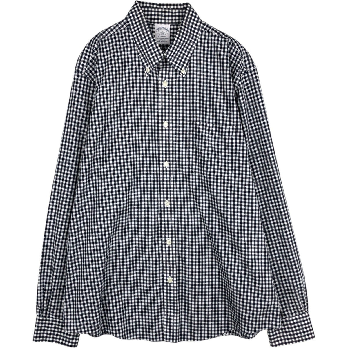 00s ブルックスブラザーズ チェック長袖シャツ M ブラック×ホワイト レア 古着 ブルックスブラザーズ Brooks Brothers Est.1818 REGENT マドラス