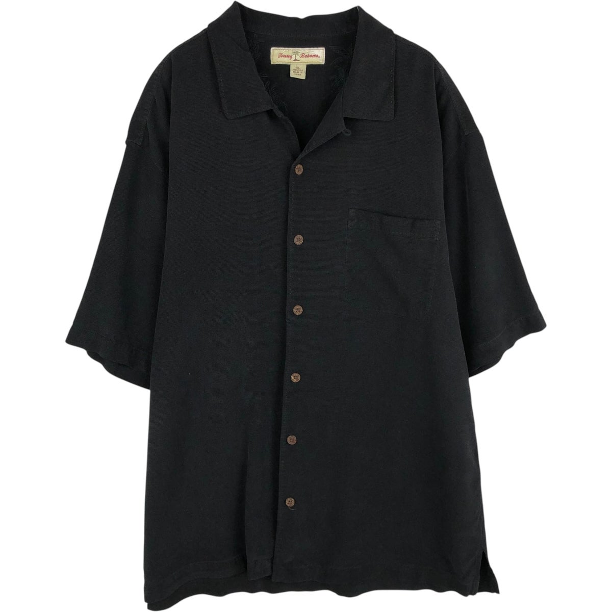 古着 トミーバハマ TOMMY BAHAMA 総柄 リーフ柄 オープンカラー シルク