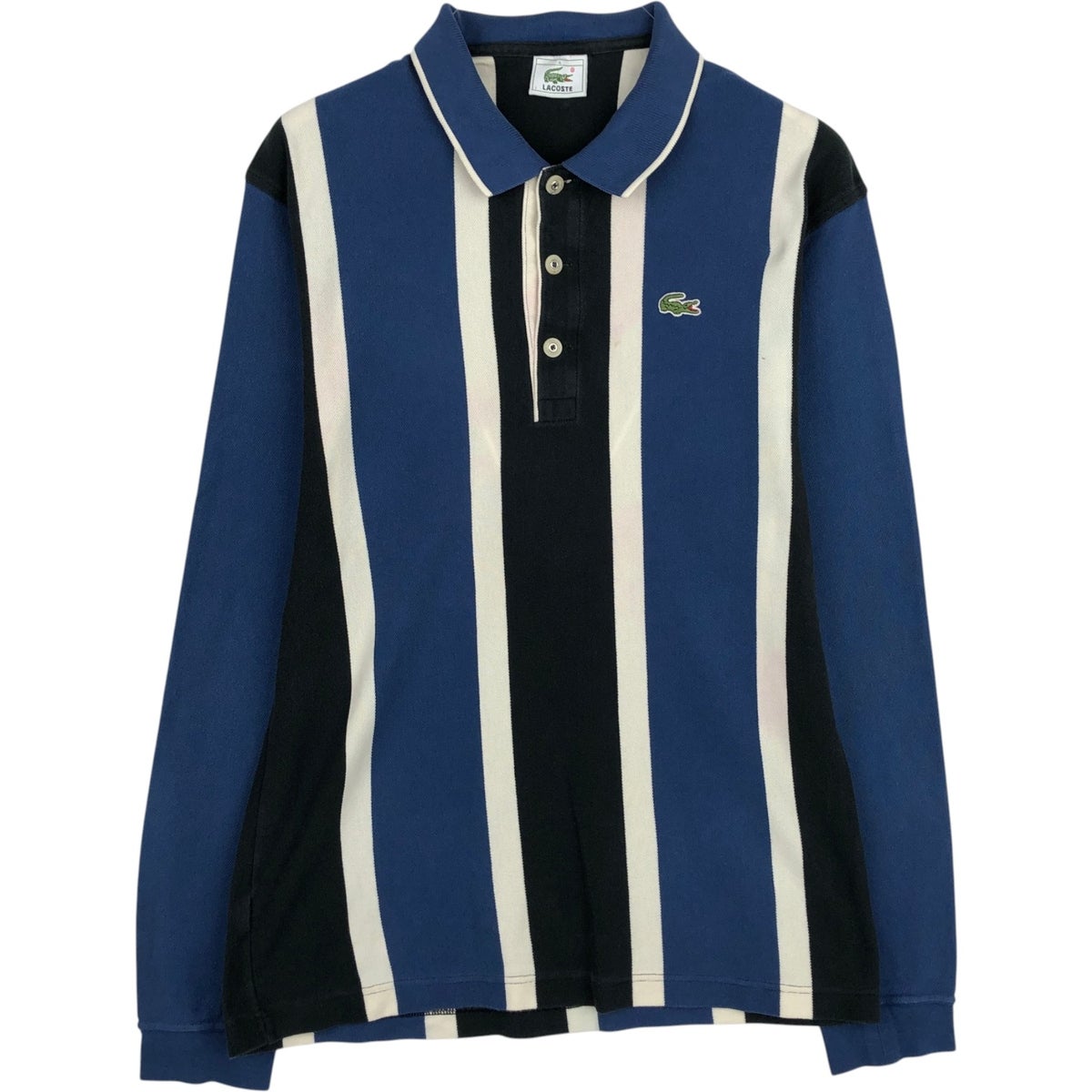 LACOSTE SPORT ポロシャツ 青黒ストライプ 古着 ラコステ LACOSTE ストライプ柄 マルチストライプ 長袖