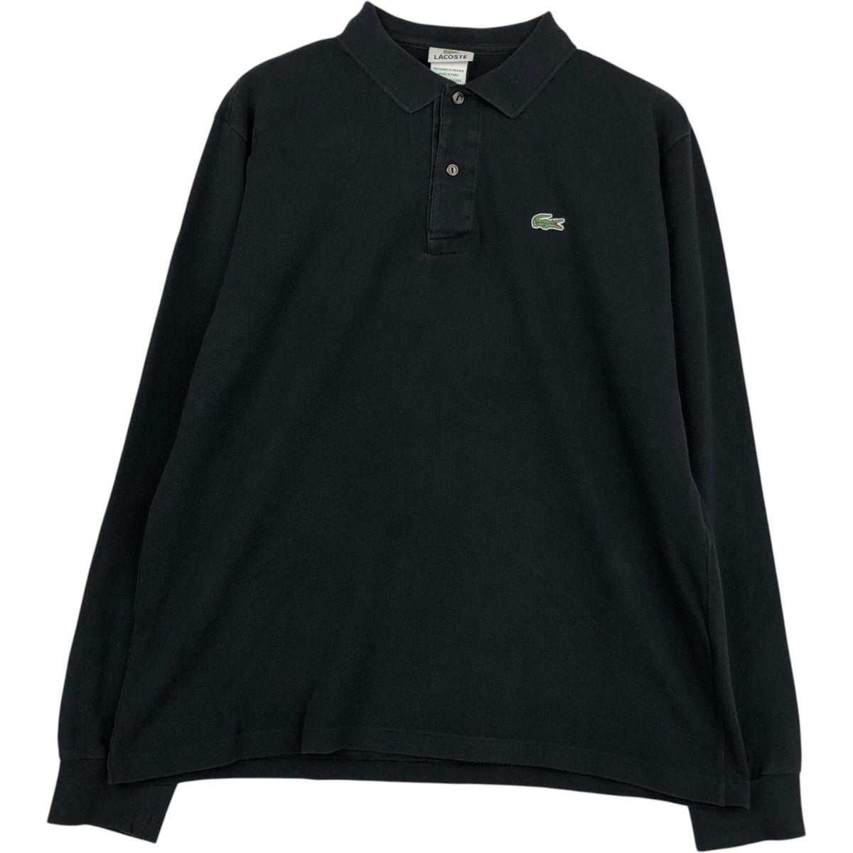 LACOSTE フランス製 長袖ポロ フランス製 ラコステ 長袖ポロシャツ 黒 サイズ7 片野英児 DEVANLAY