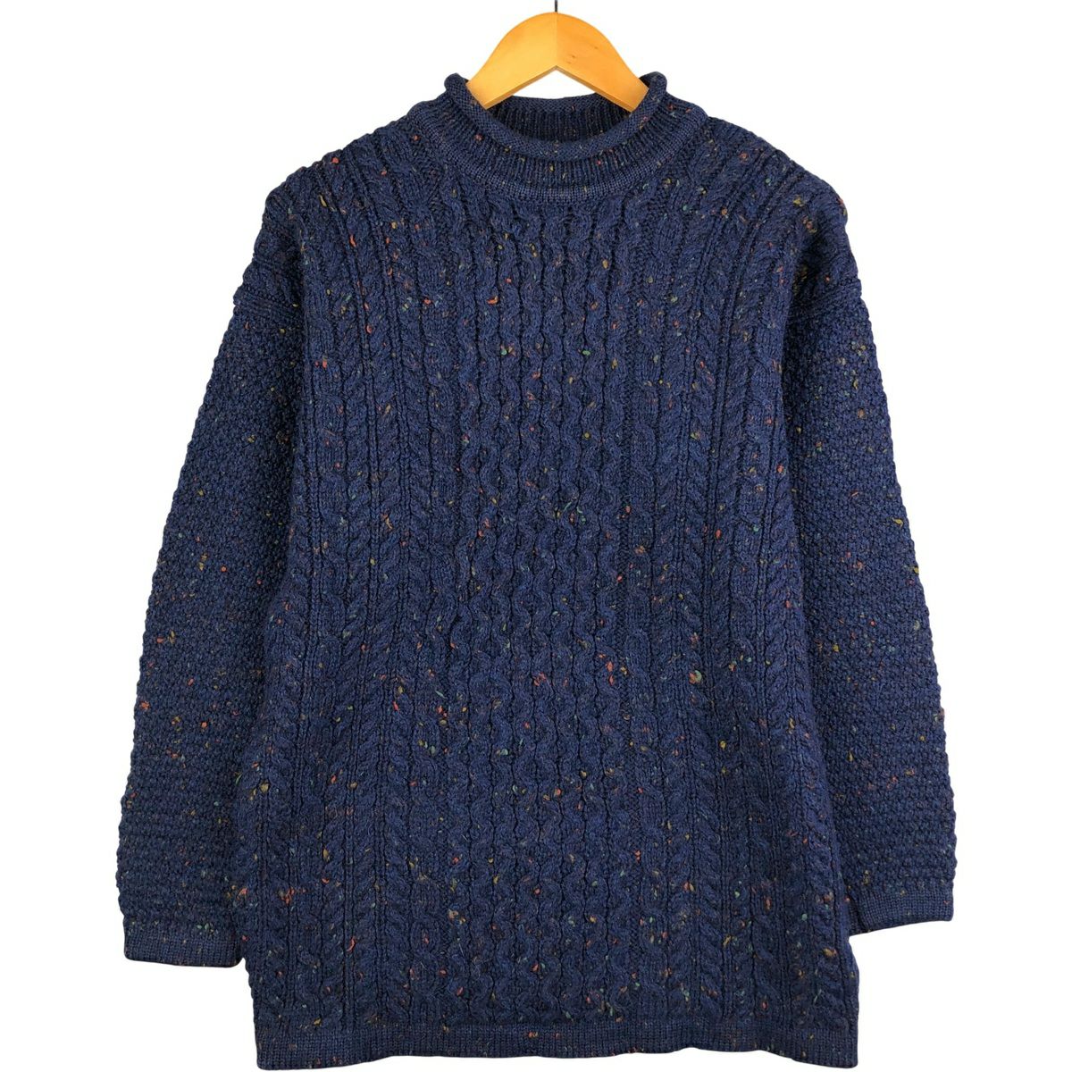 古着 セントマイケル St Michael 総柄 ケーブル編み モックネック
