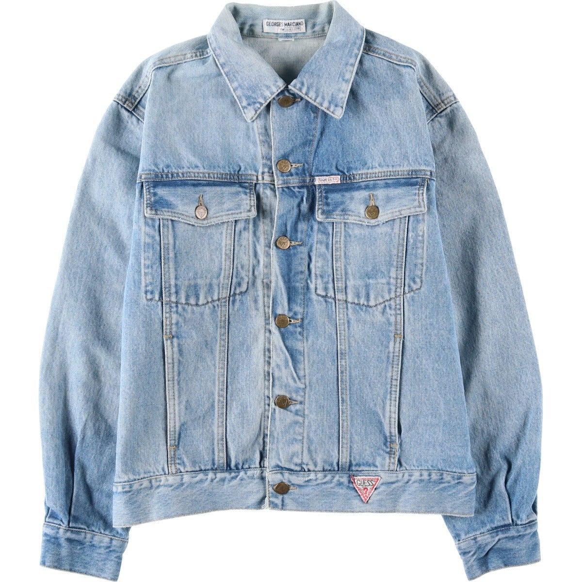 80s’ 90s' GUESS USA製 デニムジャケット 古着 90～00年代 ゲス Guess ブラック デニムジャケット Gジャン USA製