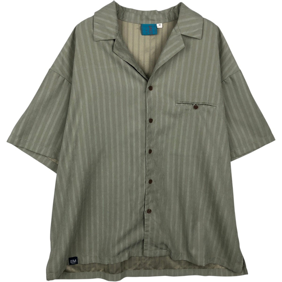 古着 SILK CLUB 総柄 ボーリング柄 オープンカラー 長袖 シルクシャツ