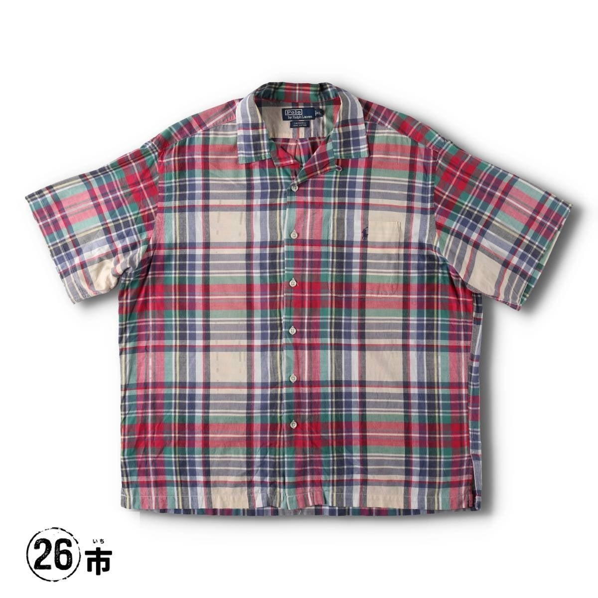 ラルフローレン　CALDWELL コットン半袖開襟チェックシャツ　L 赤　古着 古着 ラルフローレン Ralph Lauren POLO by Ralph Lauren CALDWELL