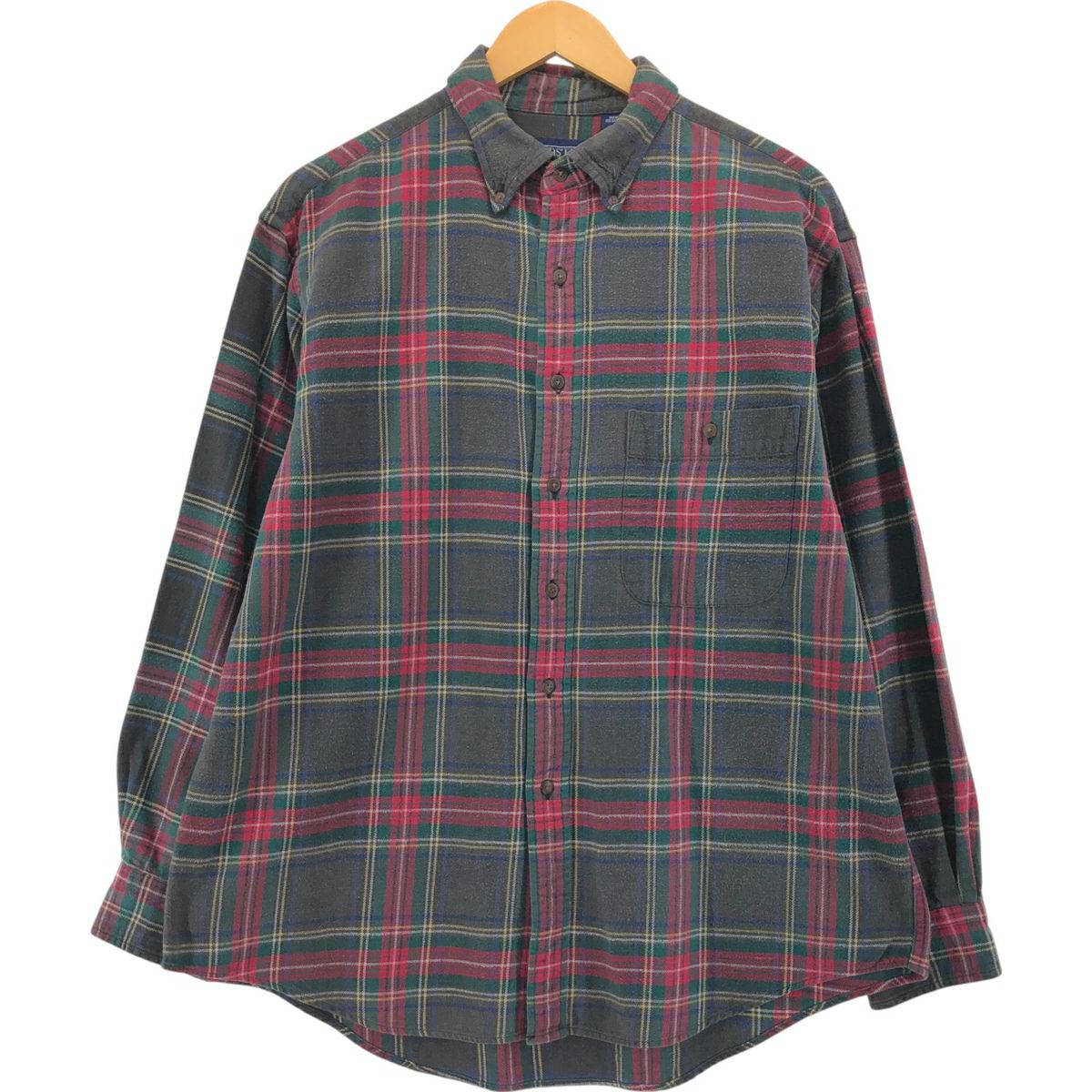 古着 90年代 ランズエンド LANDS END ボーダー柄 長袖 ラガーシャツ