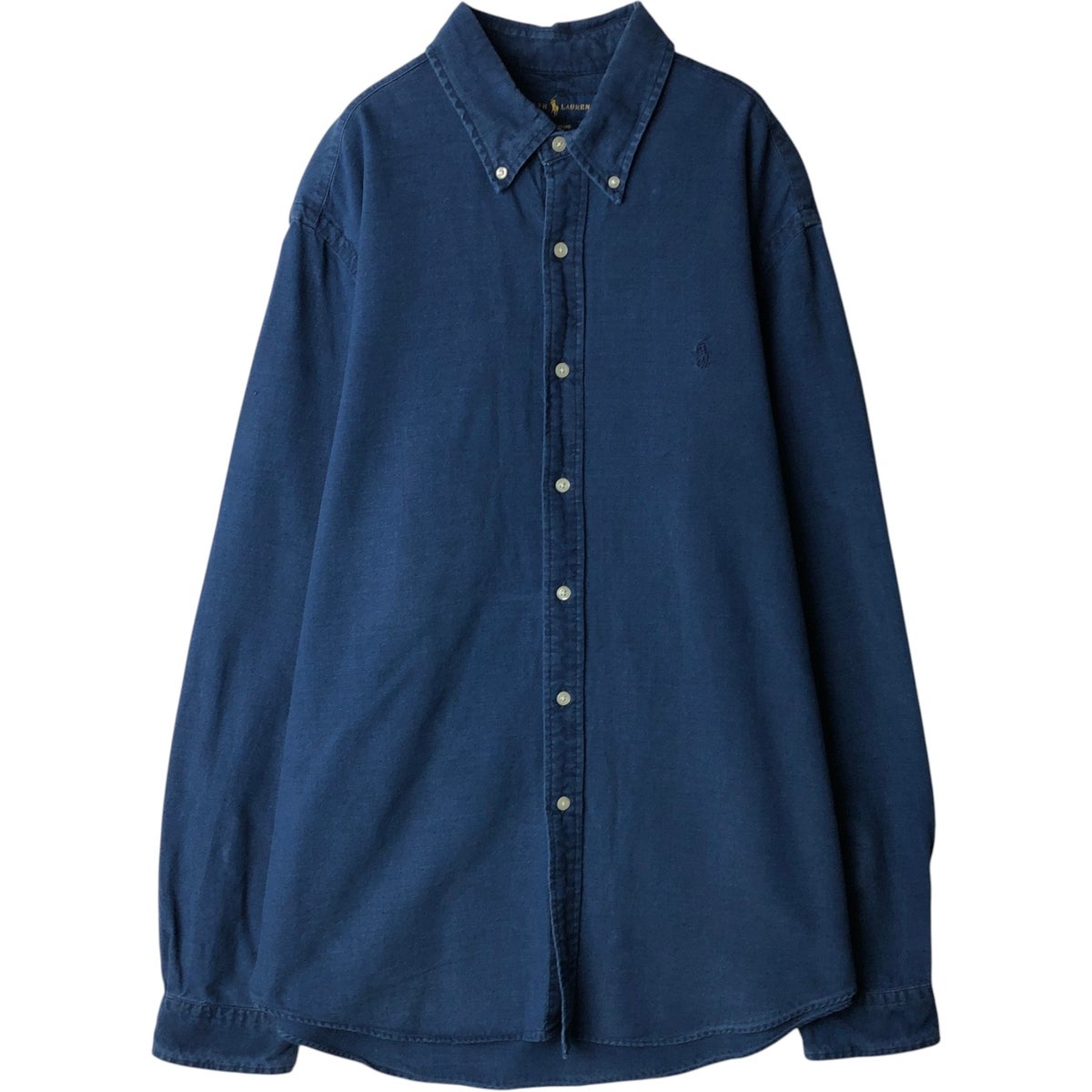 美品 濃紺 RRL インド綿 インディゴ ボタンダウン シャツ XL ラルフ 古着 ラルフローレン Ralph Lauren INDIGO OXFORD 長袖 ボタンダウン