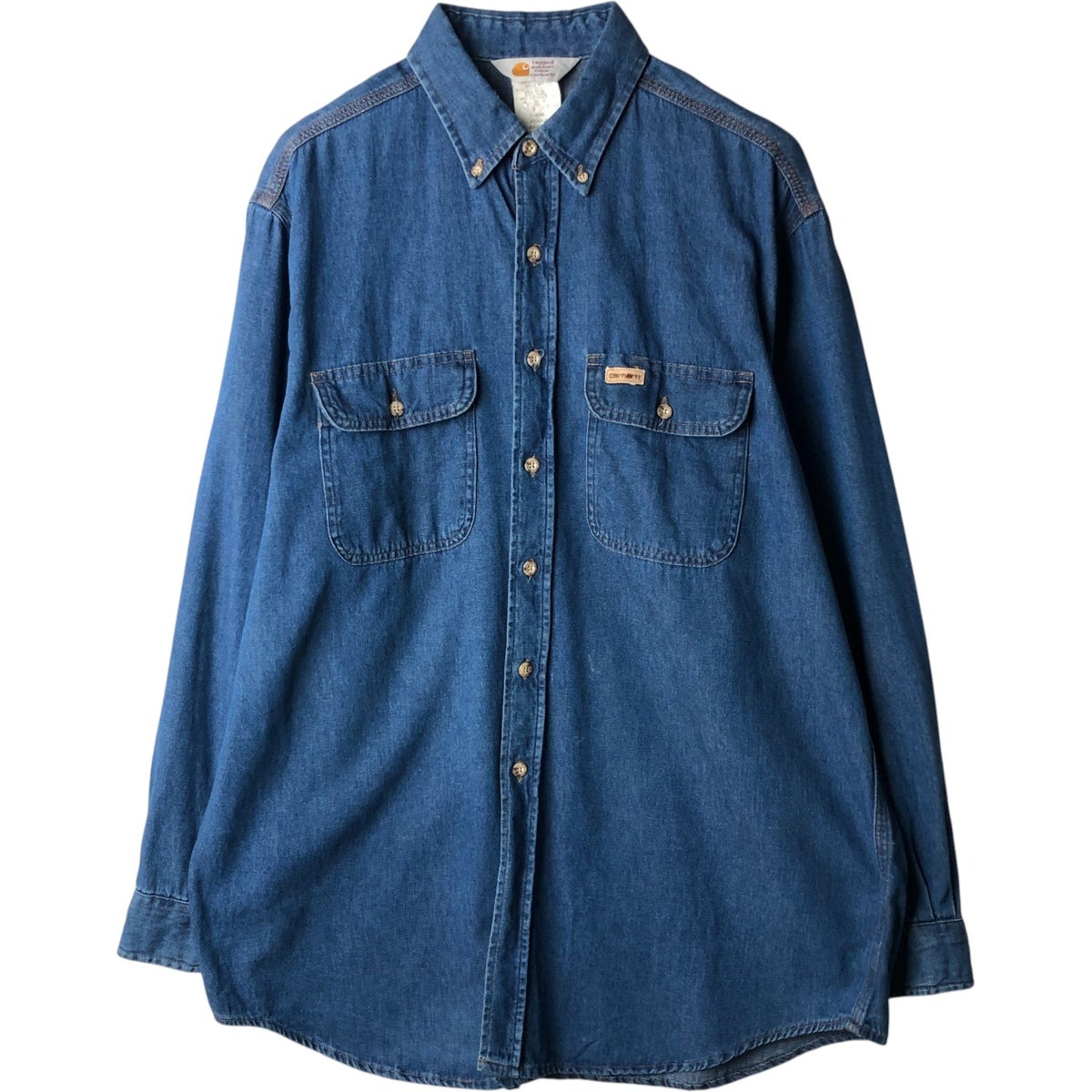 古着 カーハート Carhartt 長袖 デニム ウエスタンシャツ メンズM相当