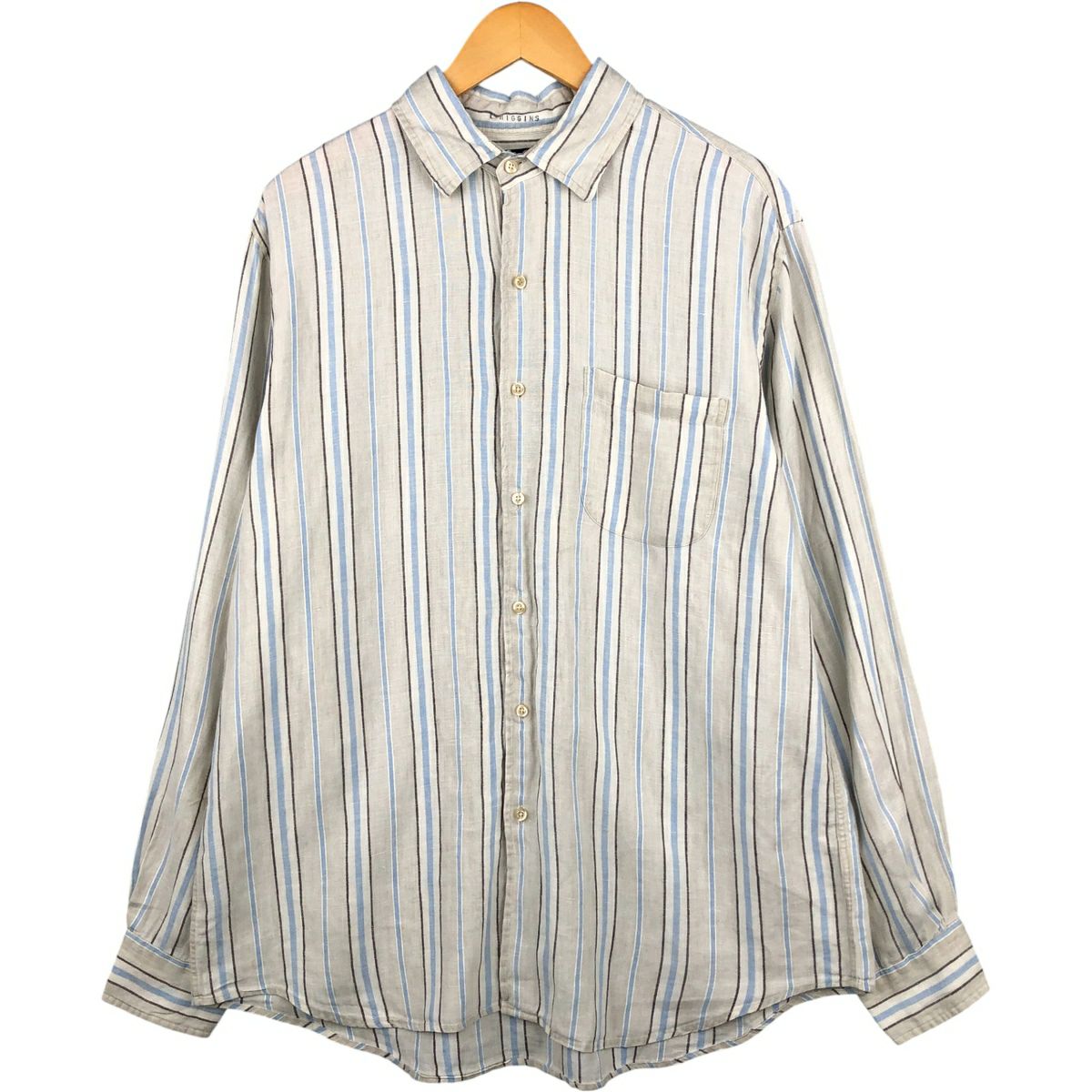 90s USA製 LANDS'END ボーダー　ラガーシャツ　Y2Kヴィンテージ 古着 90年代 ランズエンド LANDS END ボーダー柄 長袖 ラガーシャツ