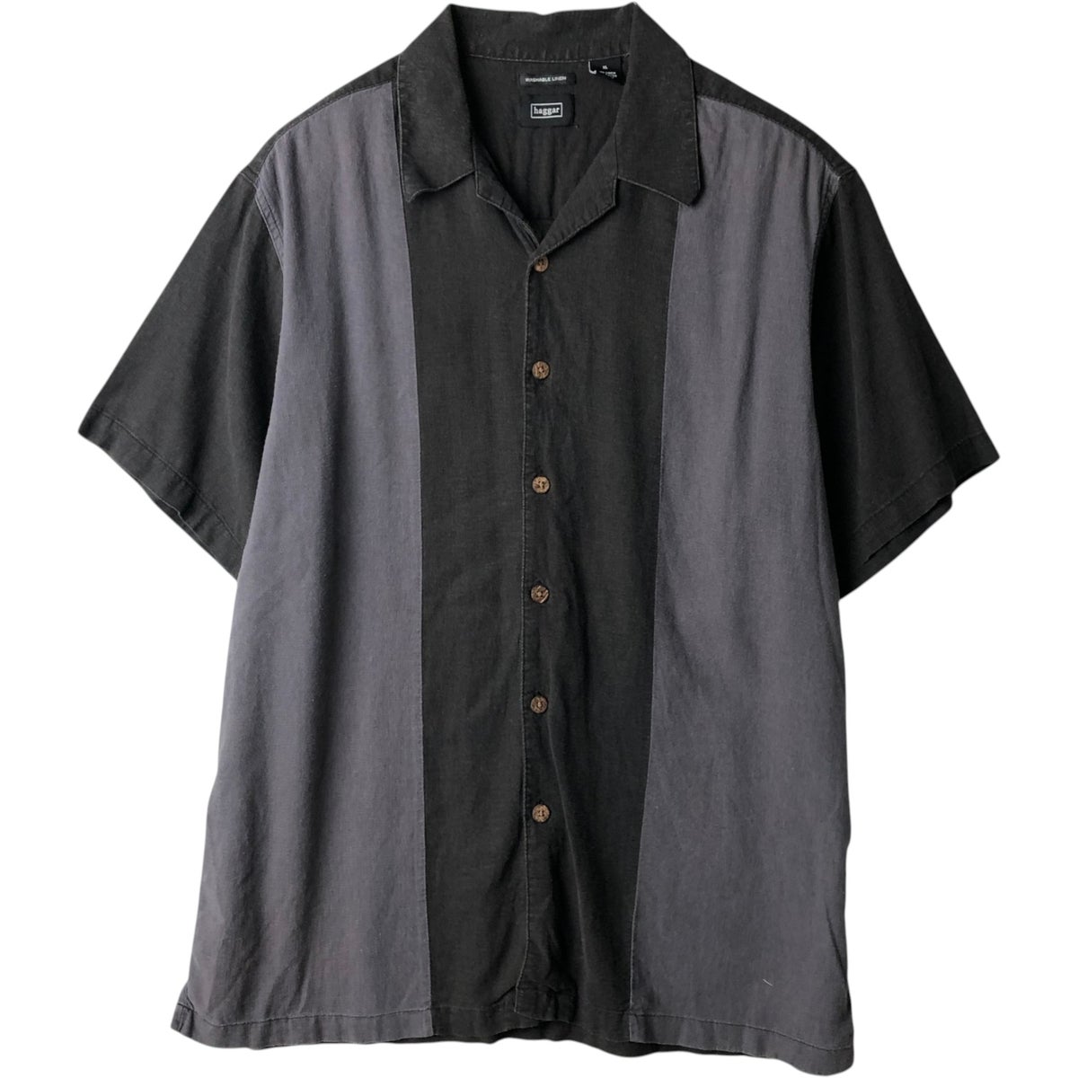 古着 ハガー HAGGAR オンブレチェック 半袖 オープンカラー レーヨン