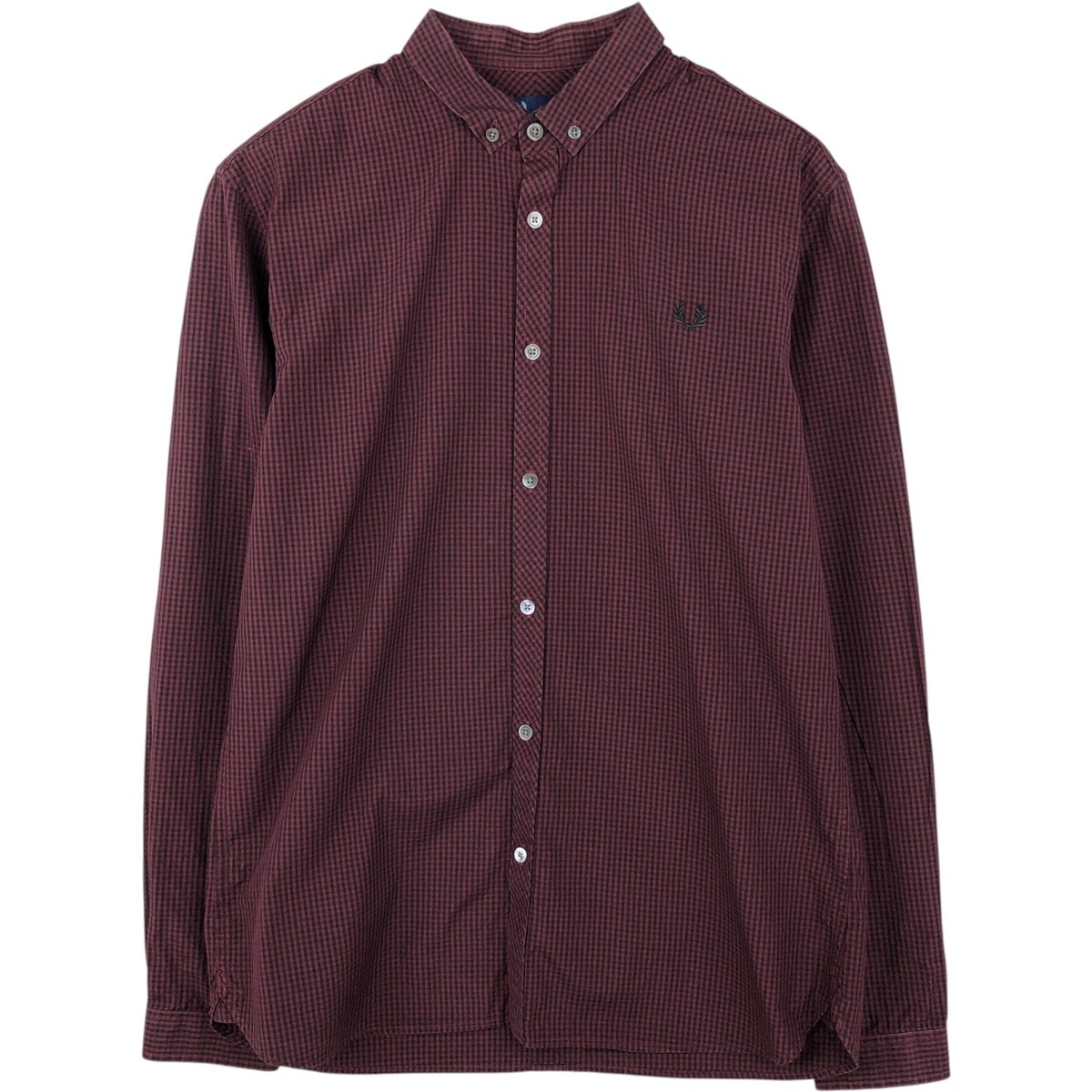 FRED PERRY 長袖ポロシャツ ボルドー M 月桂樹ロゴ 古着 ストリート 古着 フレッドペリー FRED PERRY 長袖 ポロシャツ メンズL相当