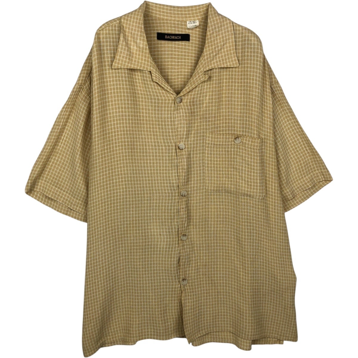 古着 90年代 BACHRACH 総柄 半袖 オープンカラー アセテート×レーヨン