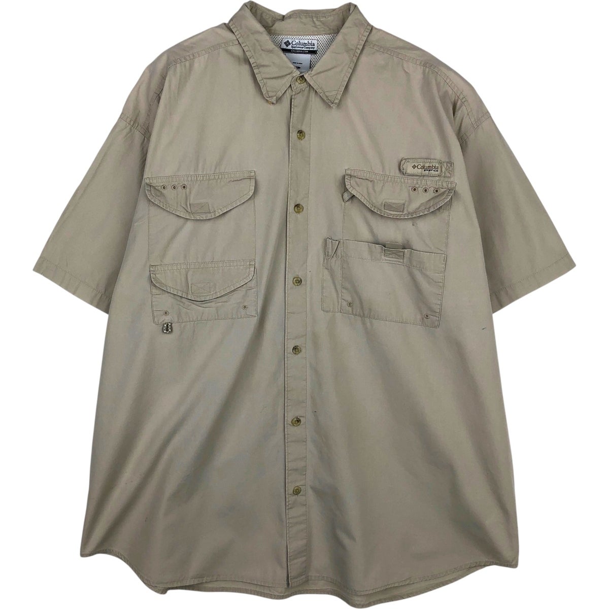 古着 コロンビア Columbia PFG 半袖 隠しボタンダウン フィッシング
