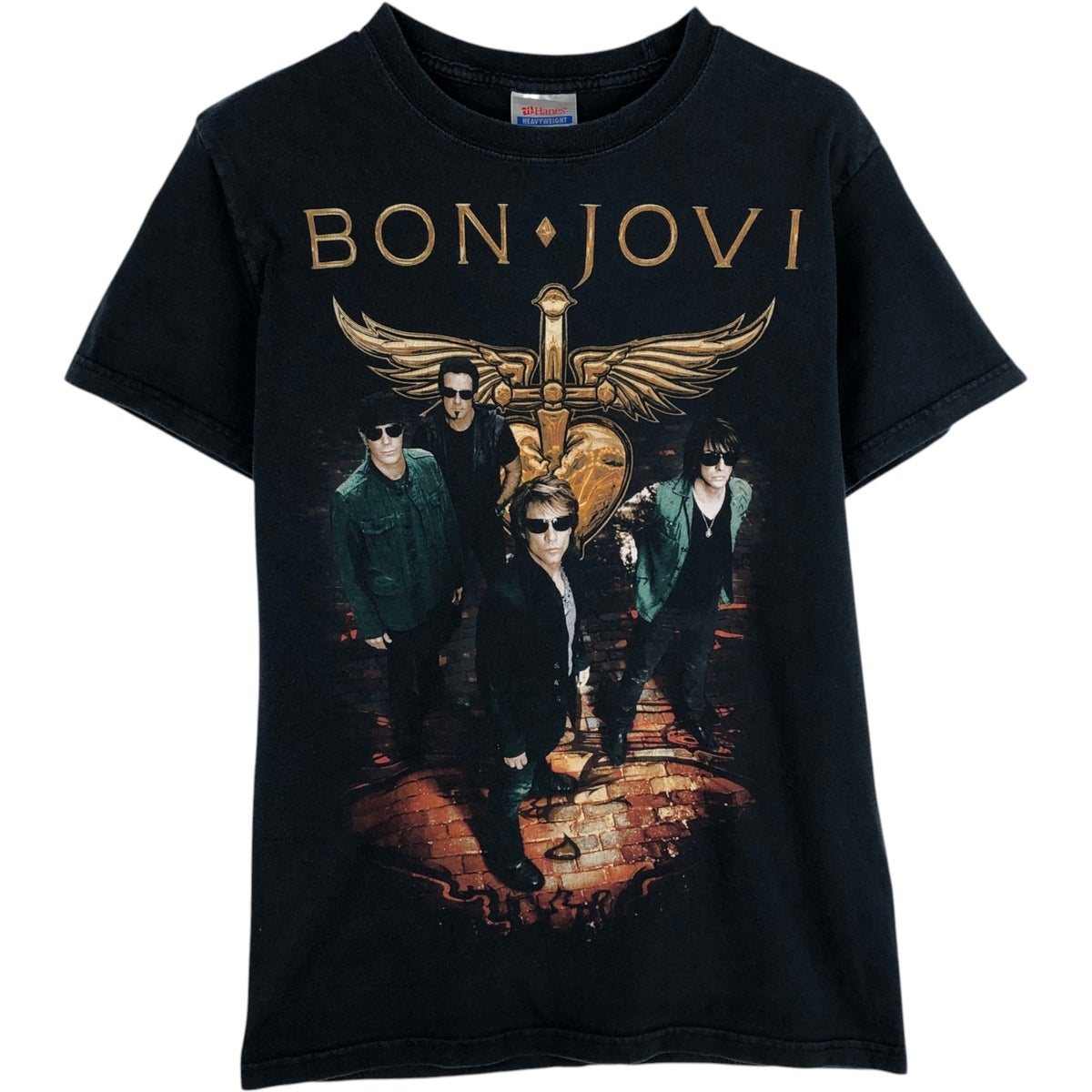 BDCT バンド Tシャツ ビンテージ 古着 黒 ボンジョビ BON JOVI 古着 00年代 ヘインズ Hanes BON JOVI ボンジョヴィ バンドTシャツ