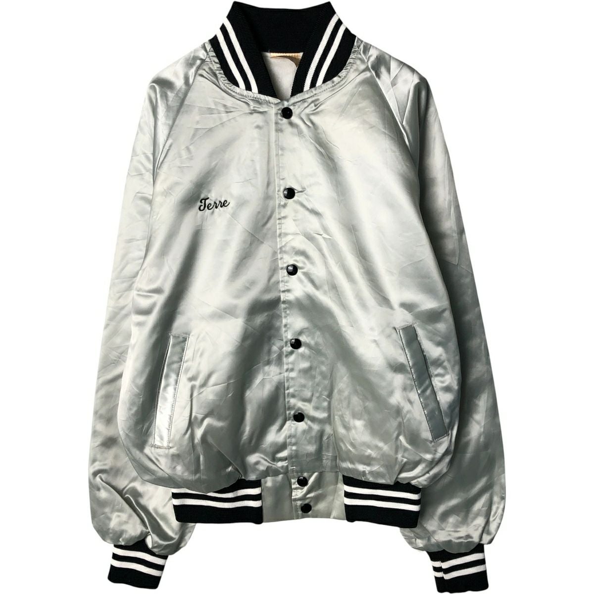 【美品】90s バイカラースタジャン　アワードジャケット　USA製 古着 90年代 AUBURN ナイロンスタジャン アワードジャケット バー