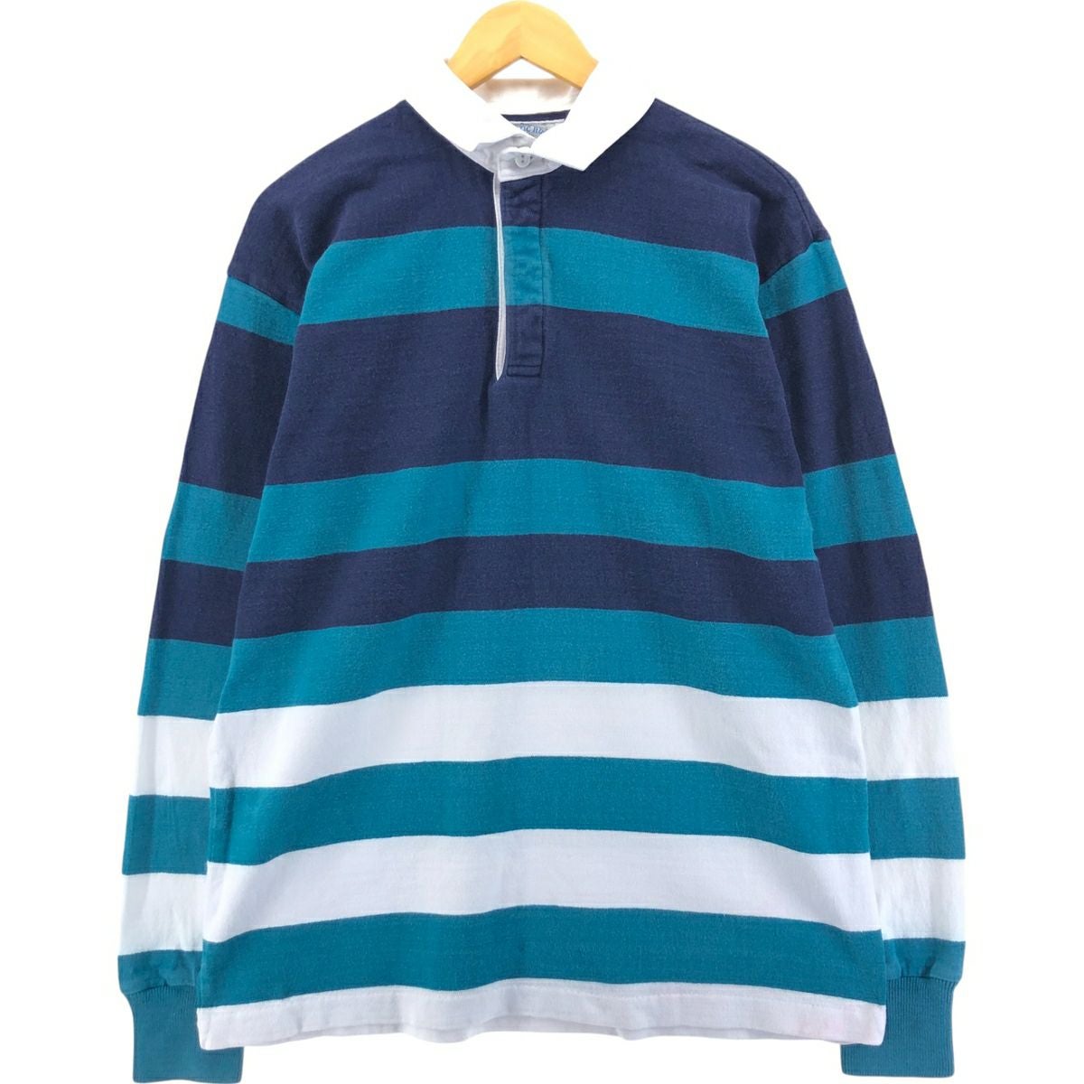 古着 90年代 ランズエンド LANDS END ボーダー柄 長袖 ラガーシャツ