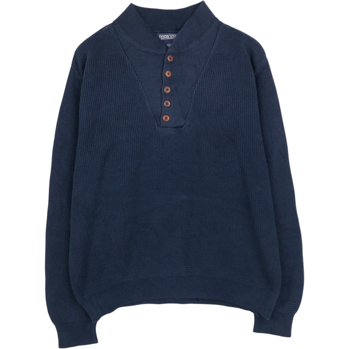 古着 90年代 ランズエンド LANDS END ヘンリーネック 半袖 ボーダーT