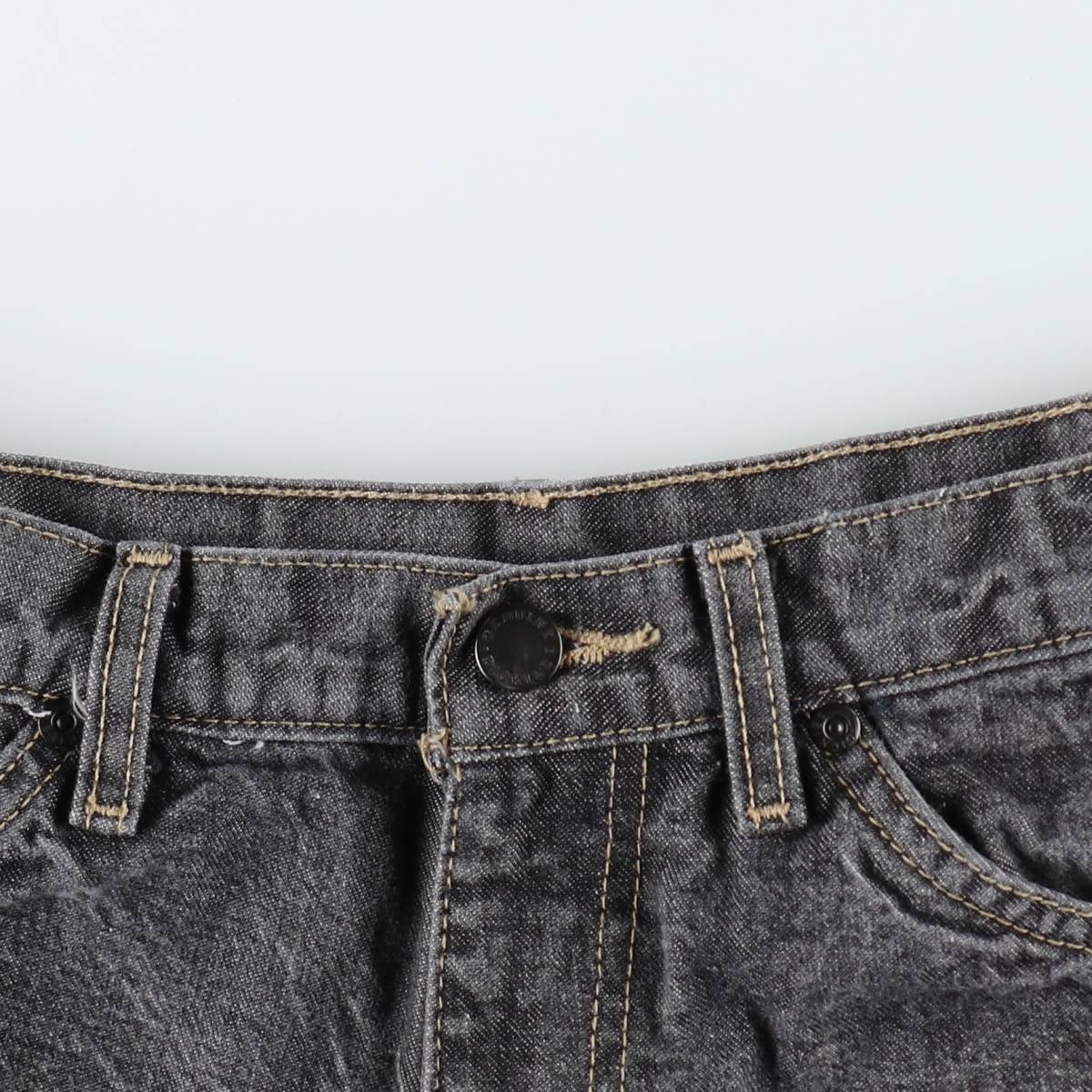古着 ディッキーズ Dickies ロゴパッチ ブラックデニムショーツ ハーフ