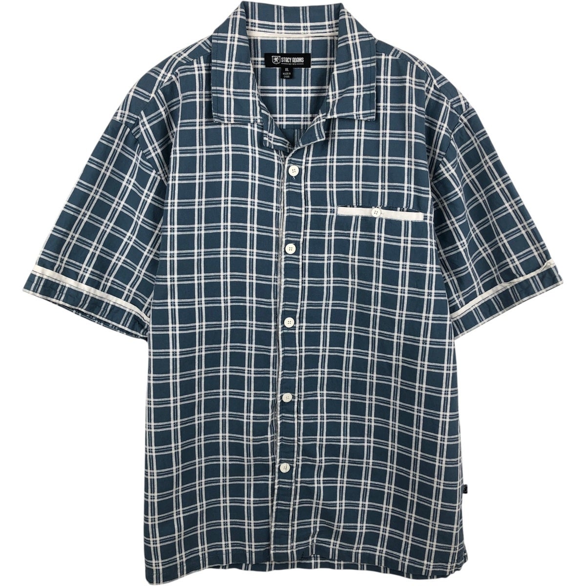 60s 70s Vintage 半袖チェックシャツ シャツ 古着 メンズ 古着 GEORGE チェック柄 半袖 オープンカラー ポリシャツ ボックス