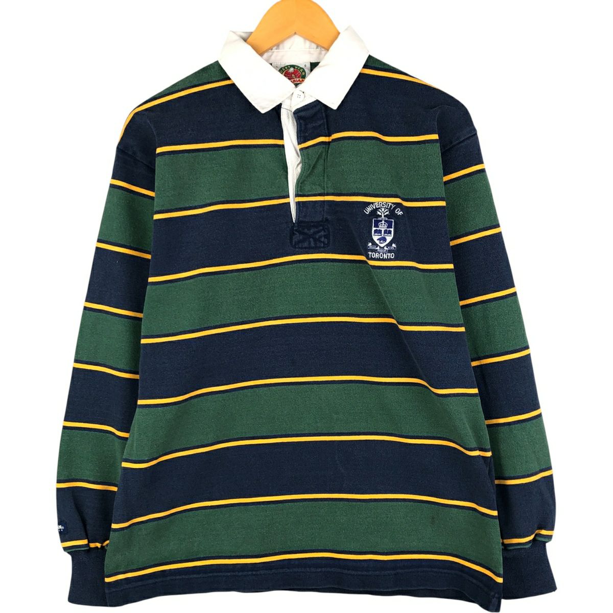 古着 バーバリアン BARBARIAN ボーダー柄 長袖 ラガーシャツ カナダ製