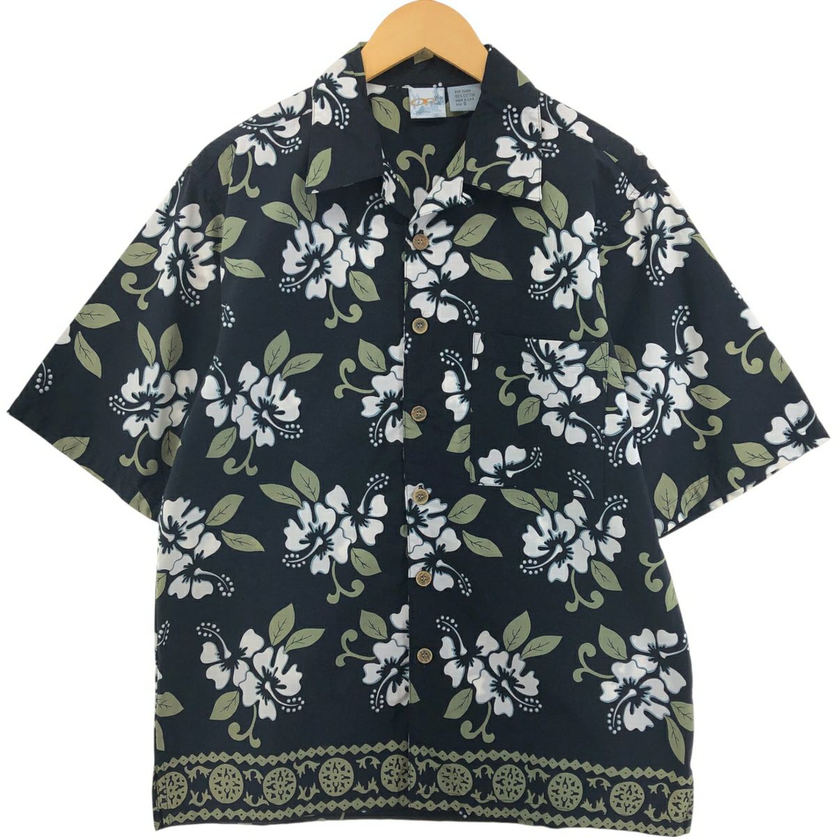 古着 ヴァンヒューゼン VAN HEUSEN 総柄 オープンカラー ハワイアン