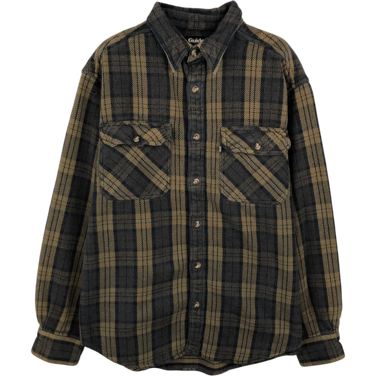 vintage》古着 ブラウス 長袖シャツ Euroヴィンテージ unisex 古着 90年代～ GUIDE SERIES 長袖 フランネルチェックシャツ メンズM