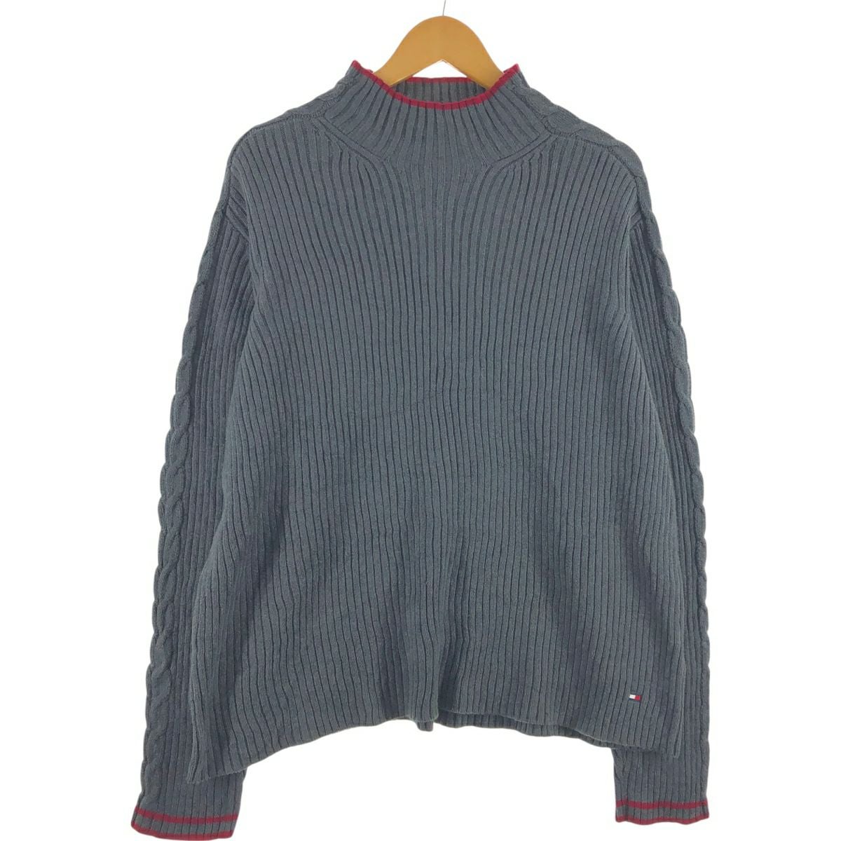 古着 トミーヒルフィガー   DENIM ボーダー柄 クロップド丈 ニットベスト レディースM相当/eaa572649 TOMMY HILFIGER - 古着 トミーヒルフィガー TOMMY HILFIGER DENIM