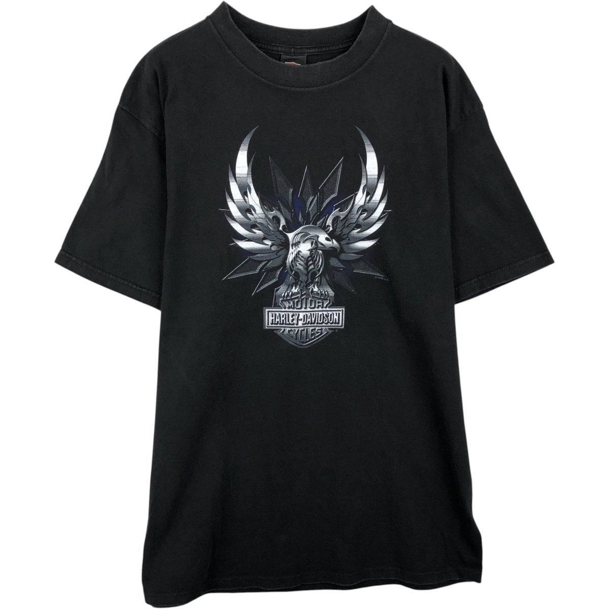 90s ハーレーダビッドソン イーグル ゴーグル Tシャツ USA製 黒 L 古着 90年代 ハーレーダビッドソン Harley-Davidson 鷲柄 イーグル柄