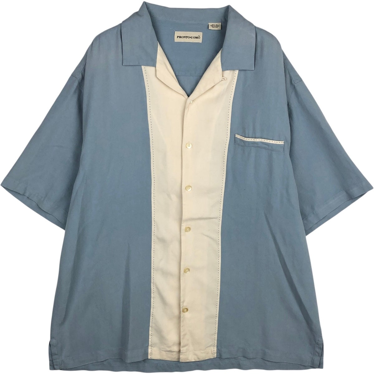 古着 バラクータ BARACUTA 総柄 竹柄 半袖 オープンカラー シルク