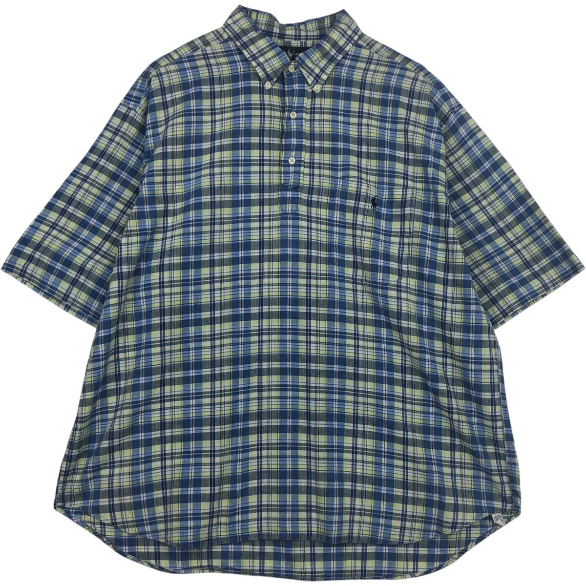 古着 ラルフローレン Ralph Lauren マドラスチェック 半袖 ボタン