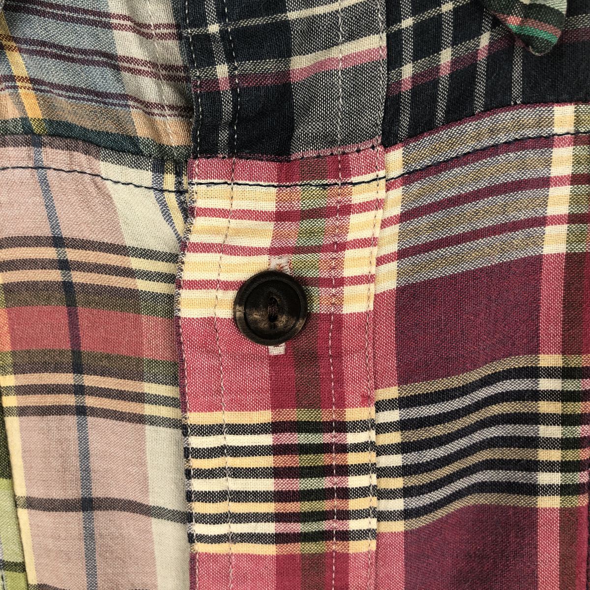 古着 ラルフローレン Ralph Lauren パッチワーク 半袖 ボタンダウン