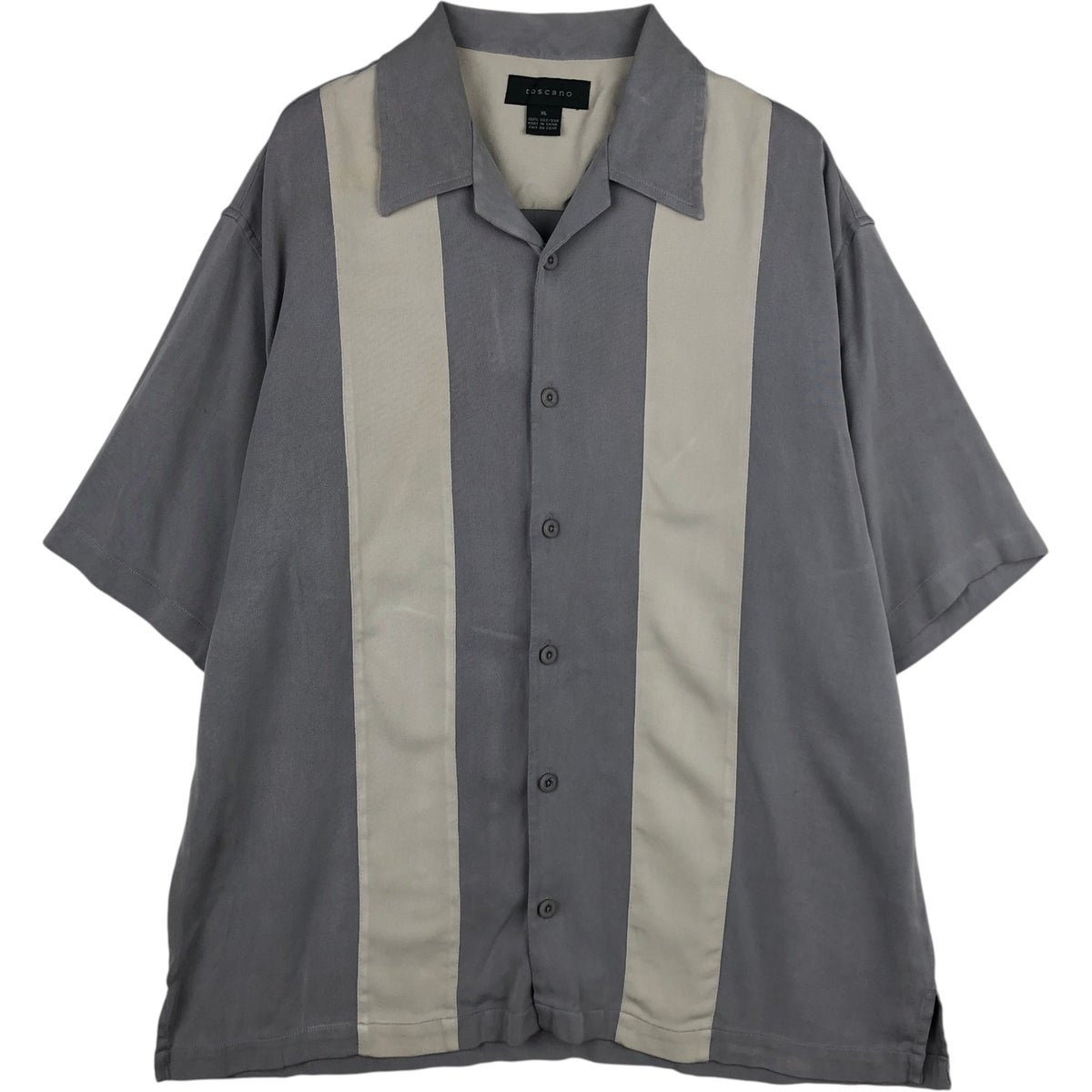 古着 Vintage Silk ツートン 半袖 オープンカラー シルクシャツ