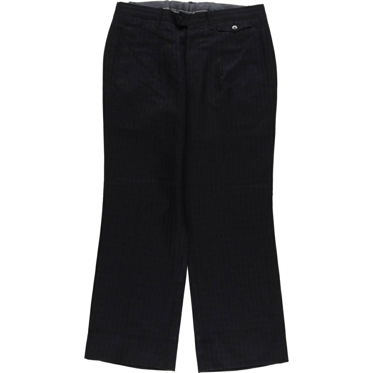 90s ノードストローム ツータックスラックス 黒ブラック USA 高級W36 古着 ノードストローム NORDSTROM ツータック シルク×ウール