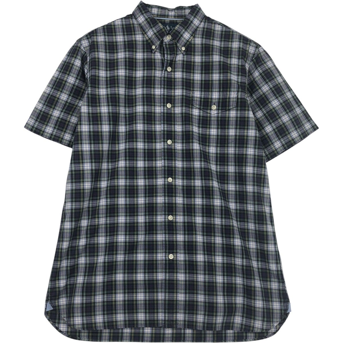 ラルフローレン  メンズ シャツ  Mサイズ カスタムフィット 黒チェック 古着 ラルフローレン Ralph Lauren CUSTOM FIT マドラスチェック 長袖