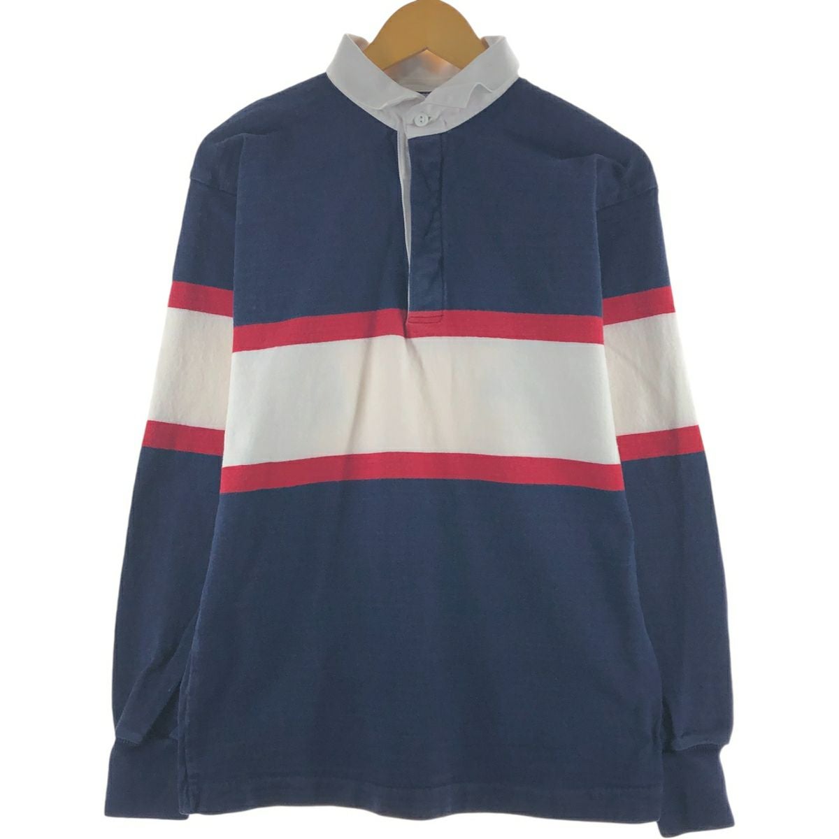 古着 90年代 ランズエンド LANDS END ボーダー柄 長袖 ラガーシャツ