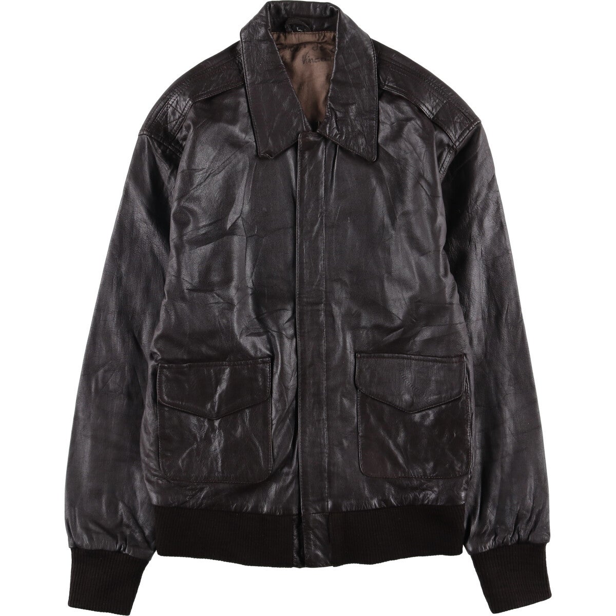 古着 A-2タイプ レザーフライトジャケット メンズL相当 /eaa538675