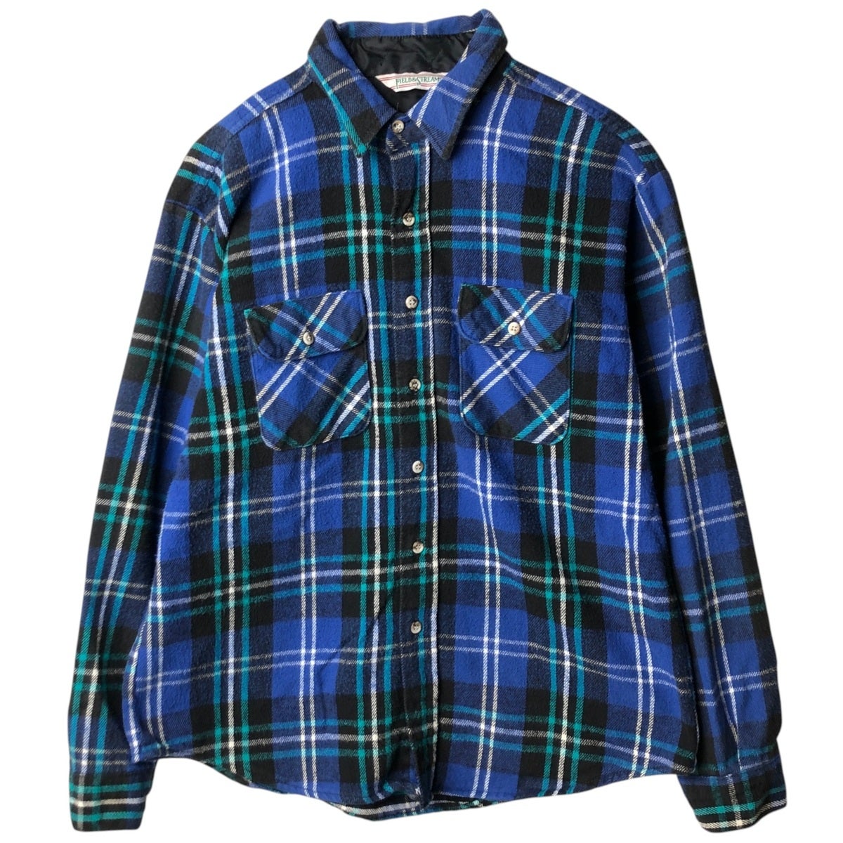 FIELD&STREAM ネルシャツ オンブレチェック 青 90s 00s 古着 90年代 フィールドアンドストリーム FIELD&STREAM オンブレ