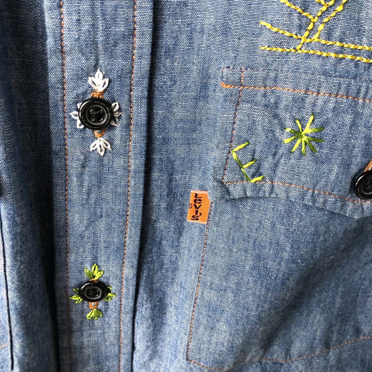 古着 70年代 リーバイス Levi's リメイク オレンジタブ 長袖 デニムウエスタンシャツ レディースS相当 ヴィンテージ/eaa637814 古着 70年代 リーバイス Levis リメイク オレンジタブ 長袖 デニム