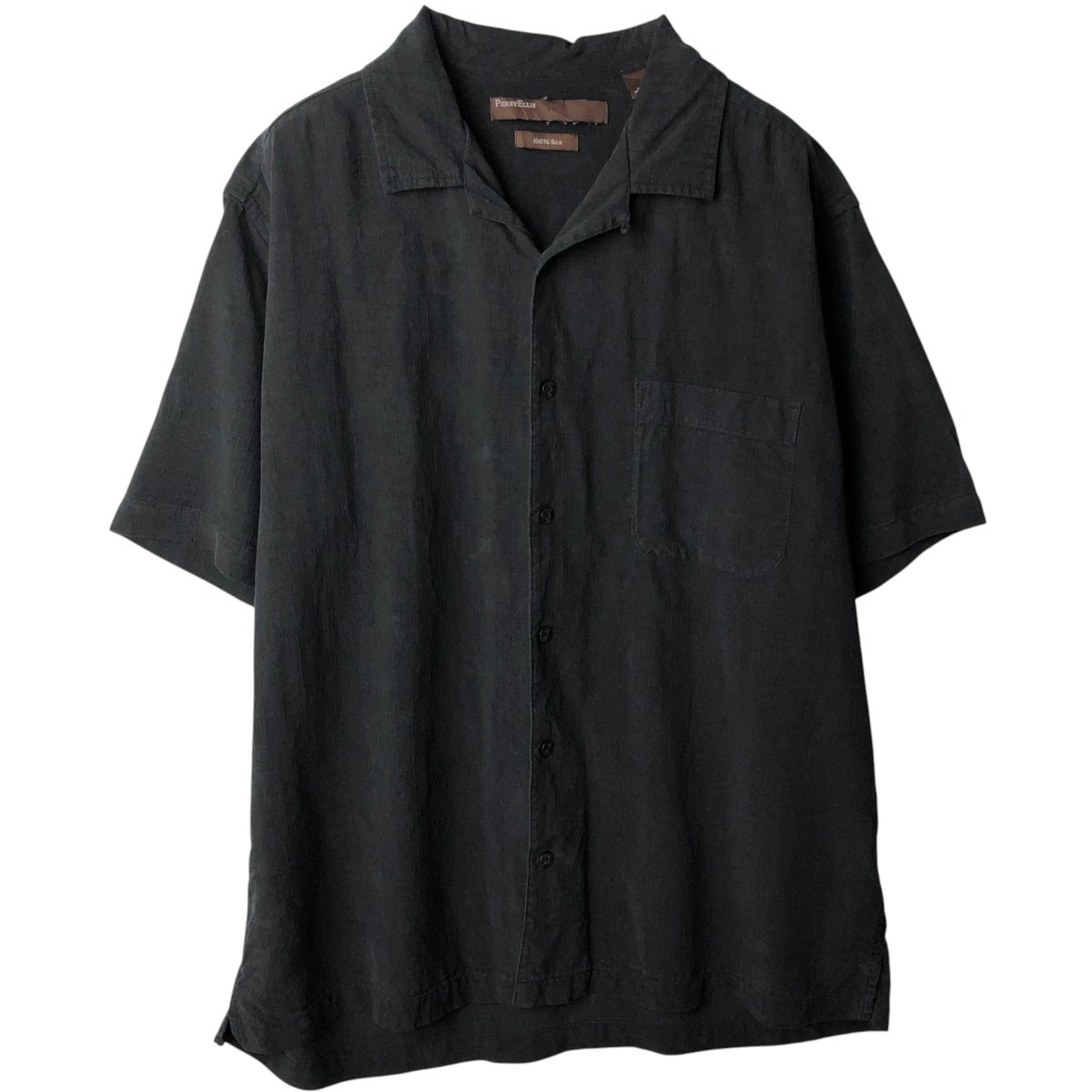 古着 ペリーエリス PERRY ELLIS 半袖 オープンカラー シルクシャツ