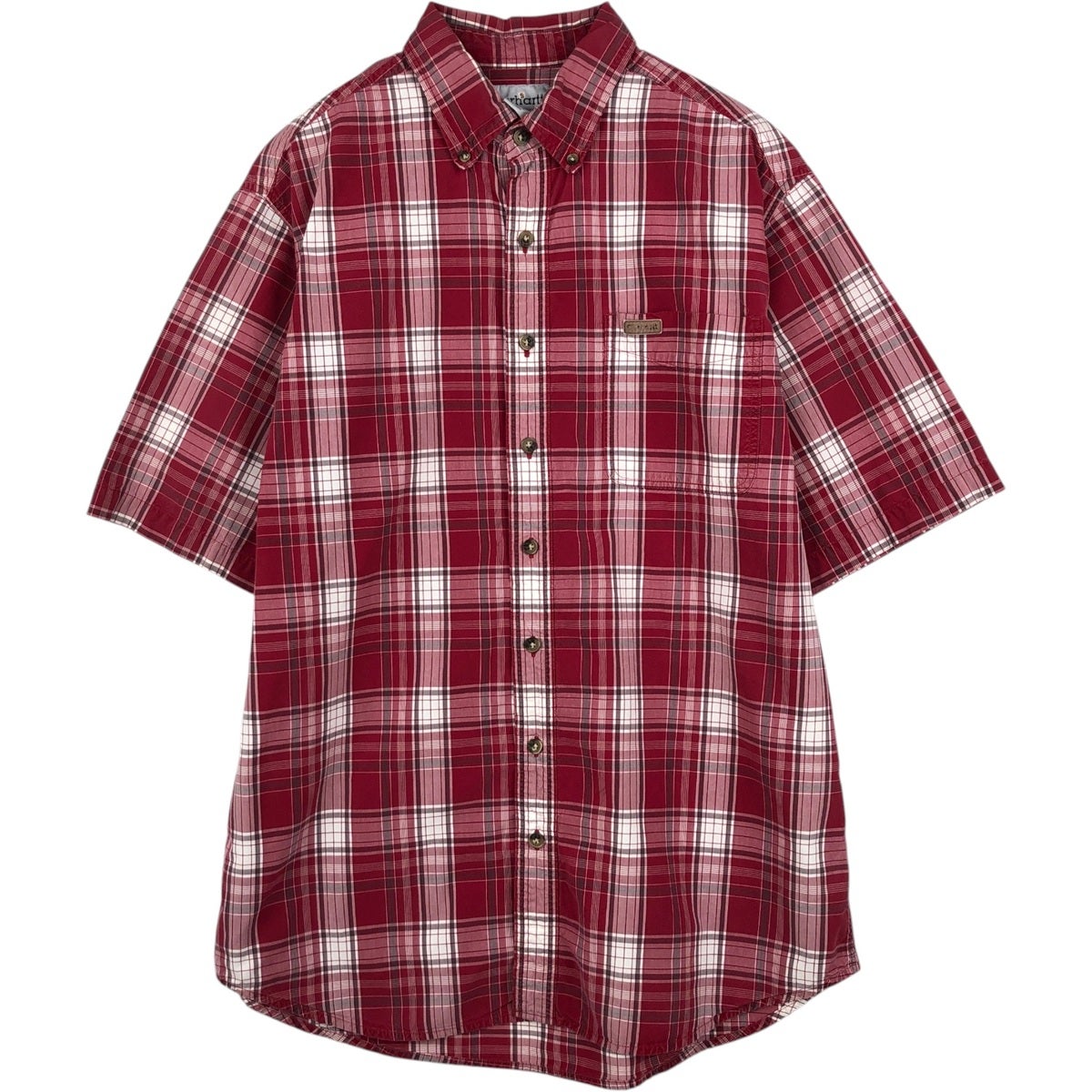 古着 カーハート Carhartt チェック柄 ボタンダウン 半袖 ワークシャツ