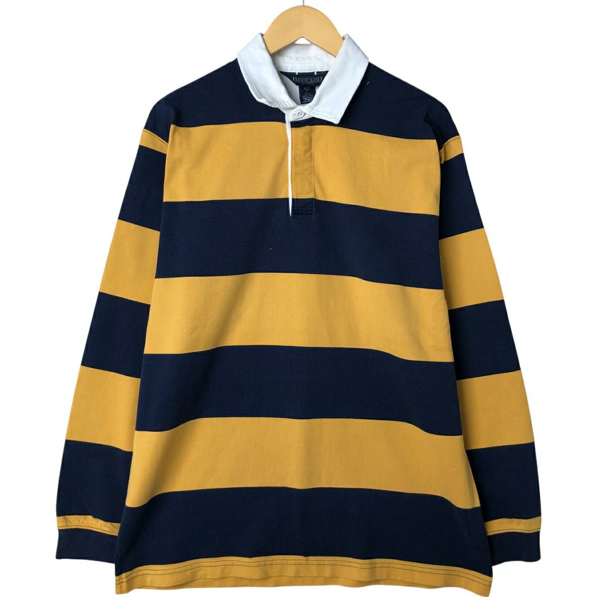古着 90年代 ランズエンド LANDS END ボーダー柄 長袖 ラガーシャツ