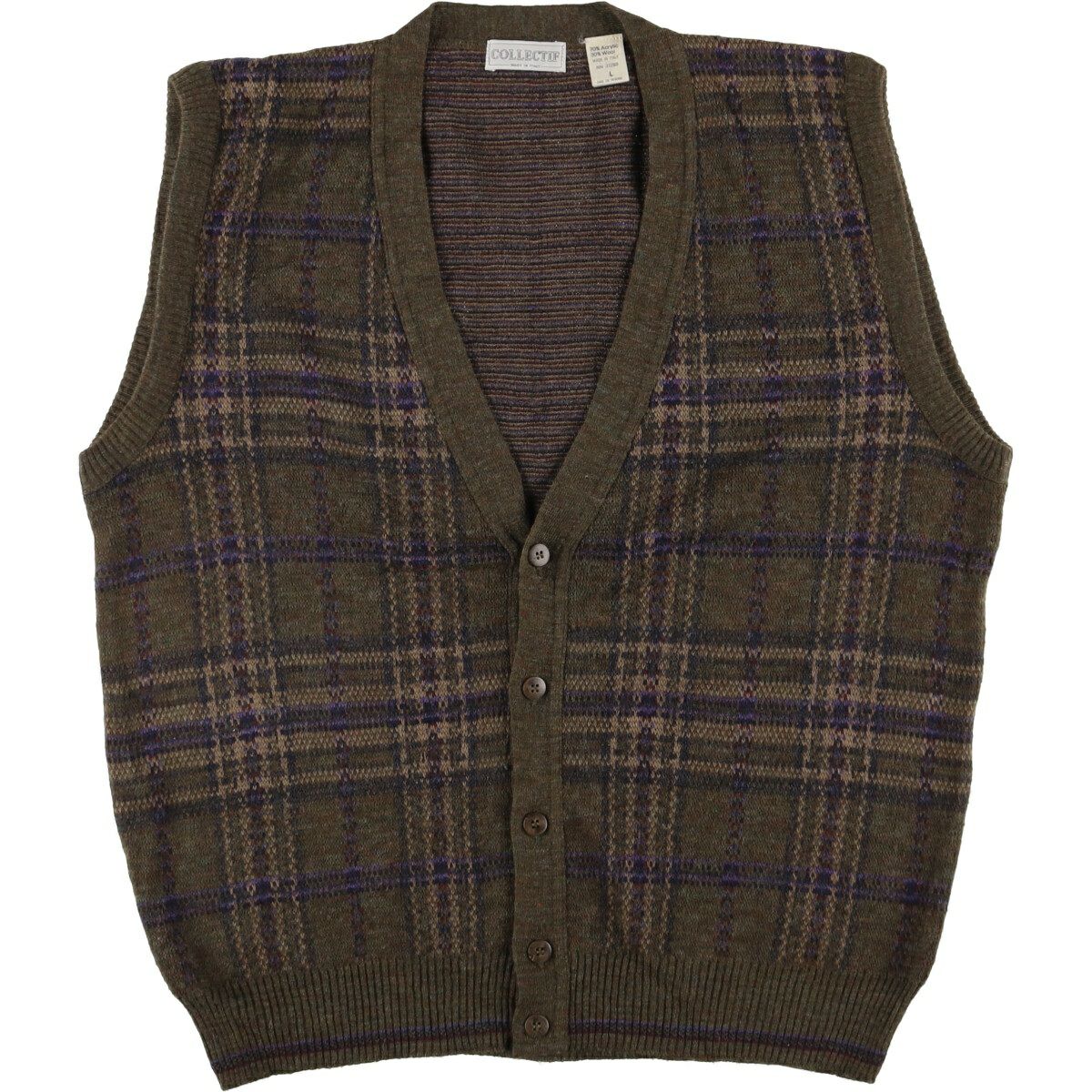 古着 The J. Peterman Company ヘリンボーン 前開き ウールニット