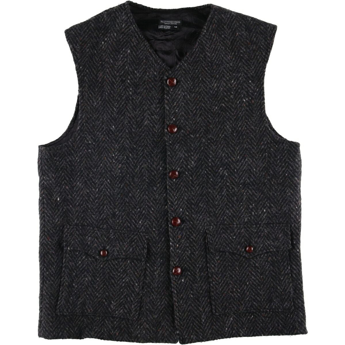 古着 The J. Peterman Company ヘリンボーン 前開き ウールニット