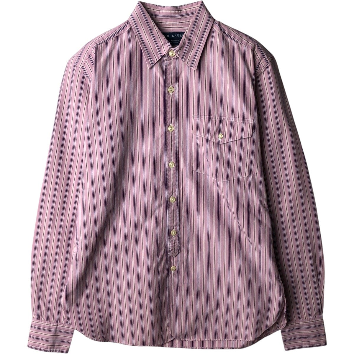 古着 ラルフローレン Ralph Lauren ストライプ柄 長袖 コットン