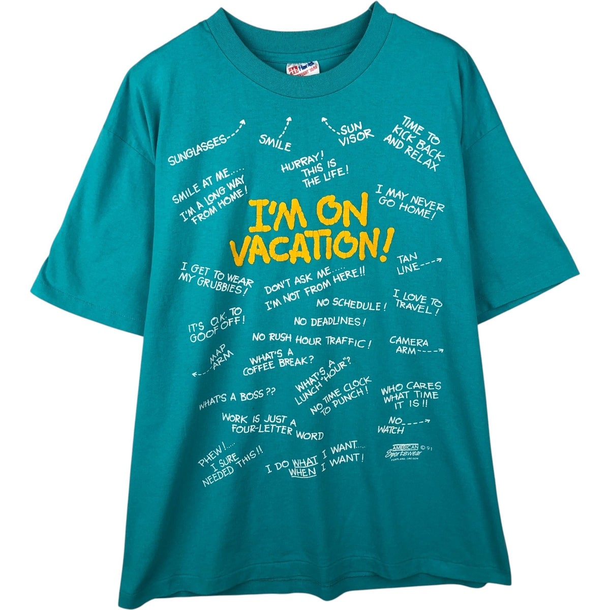 古着 90年代 ヘインズ Hanes HEAVYWEIGHT アニマル柄 アートTシャツ