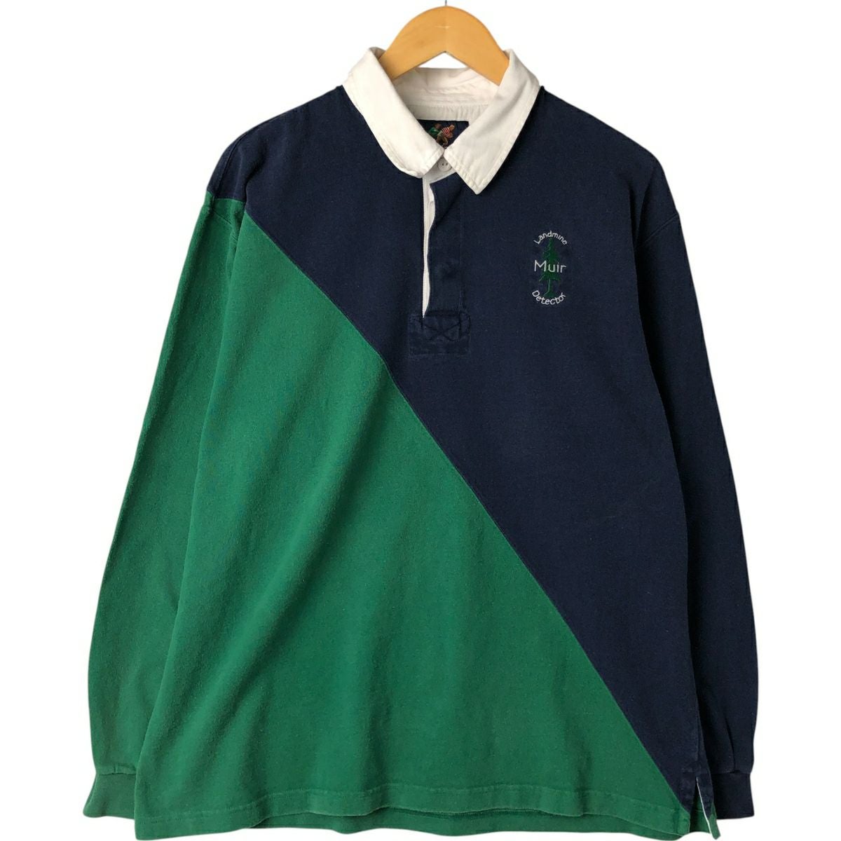 古着 90年代 ランズエンド LANDS END ボーダー柄 長袖 ラガーシャツ