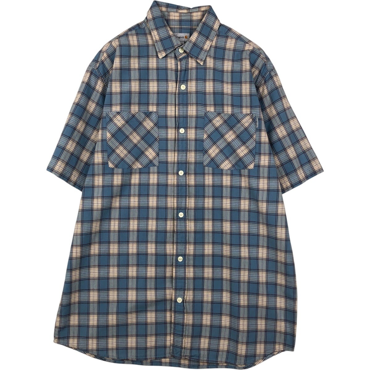 古着 カーハート Carhartt チェック柄 半袖 ワークシャツ メンズM相当